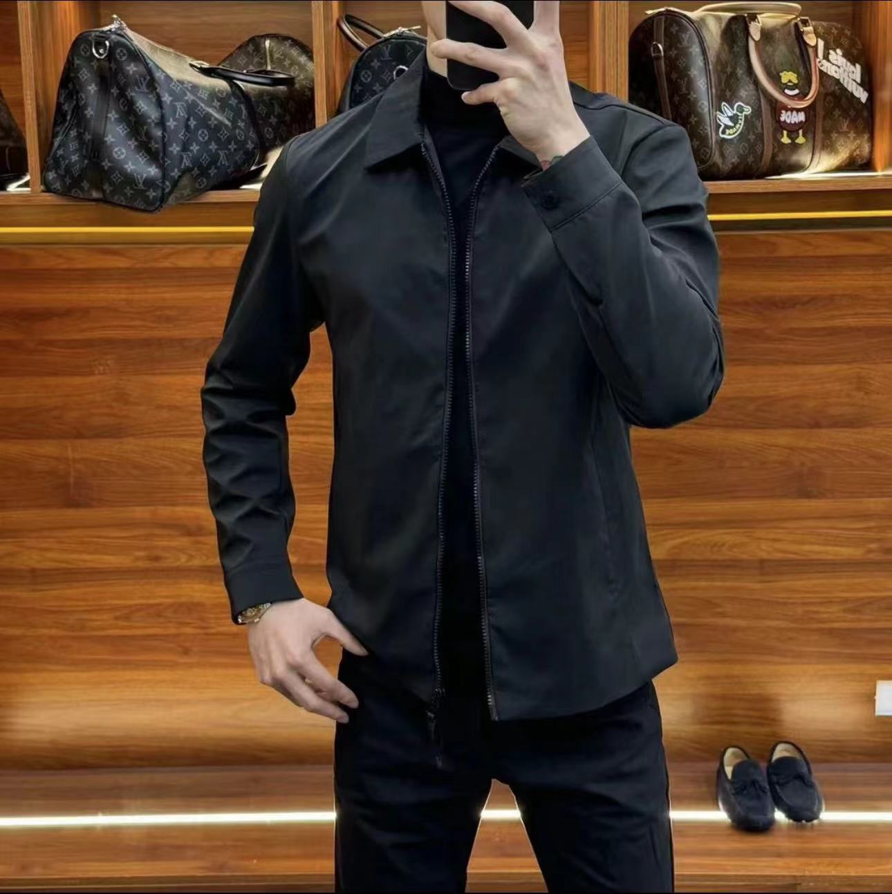 24025春季新款单外套翻领男士百搭时尚休闲商务夹克外套