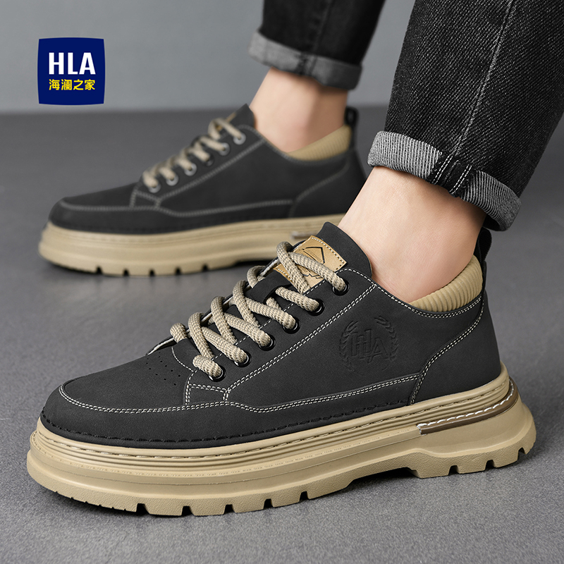 HLA/海澜之家时尚百搭男士春季休闲厚底潮鞋复古透气英伦风运动鞋