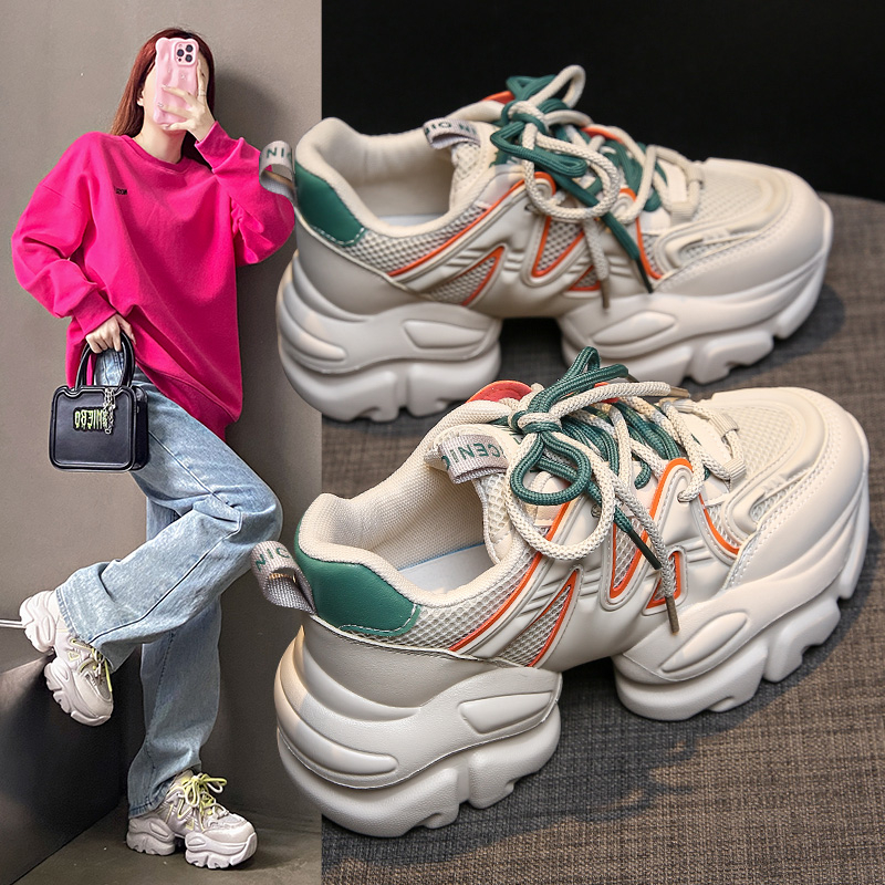 红蜻蜓牌爆款小蛮腰老爹鞋女潮2023年新款秋冬百搭时尚厚底增高
