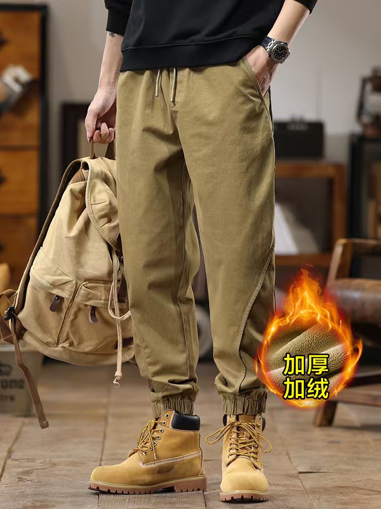 冬季潮流加绒加厚款美式,复古,城市 休闲,运动,百搭时尚工装裤
