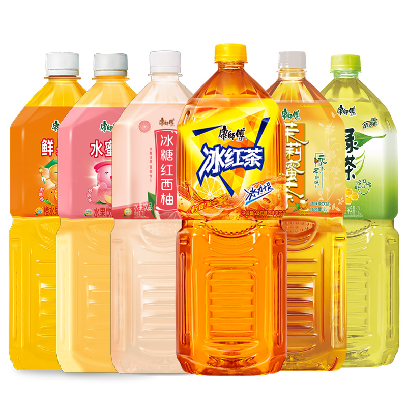 康/师傅大瓶饮料2L/瓶整箱冰红茶绿茶鲜果橙水蜜桃家庭分享装饮品