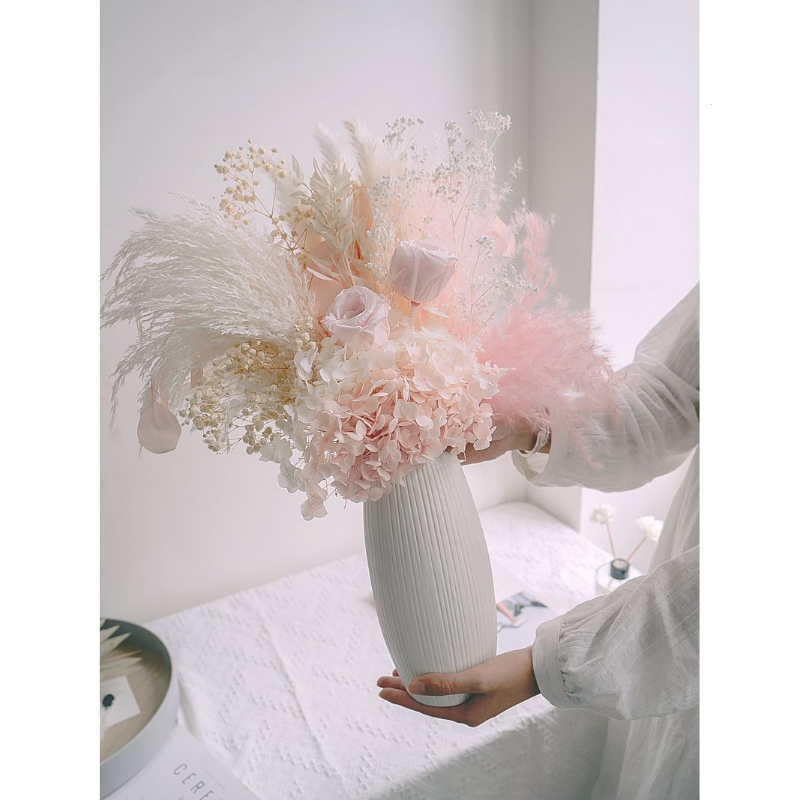 桌面摆件满天星花束真干花花束网红ins~花蓬莱松永生玫瑰家居装饰