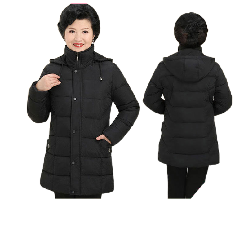 波司澄中老年羽绒服女中长款加厚新款妈妈装冬季宽松大码白鸭绒保