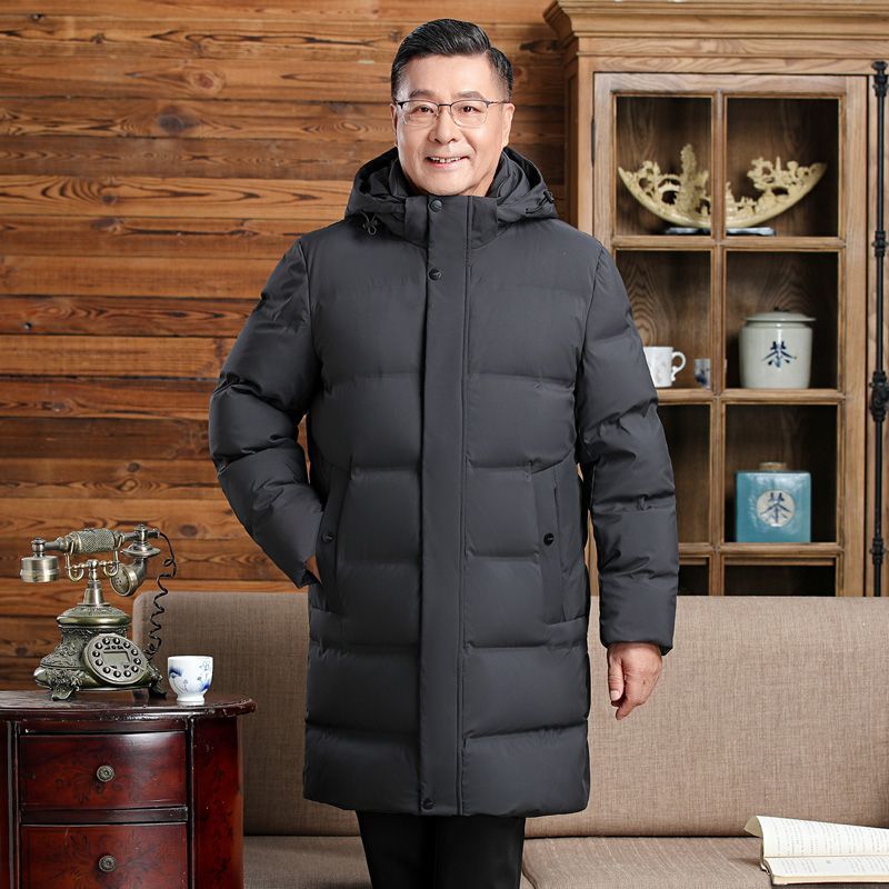 波司澄冬季新款羽绒加厚男士中老年长款羽绒服男士爸爸装男士羽绒