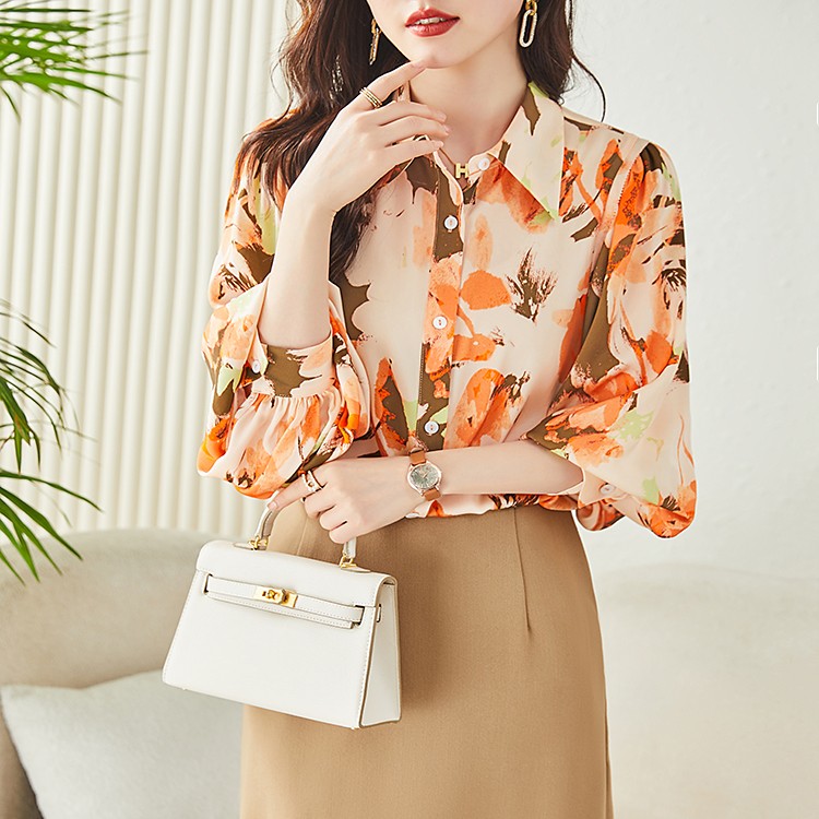 【亿棋匠心】原创设计优雅重磅桑蚕丝原花色衬衫印花设计感小众