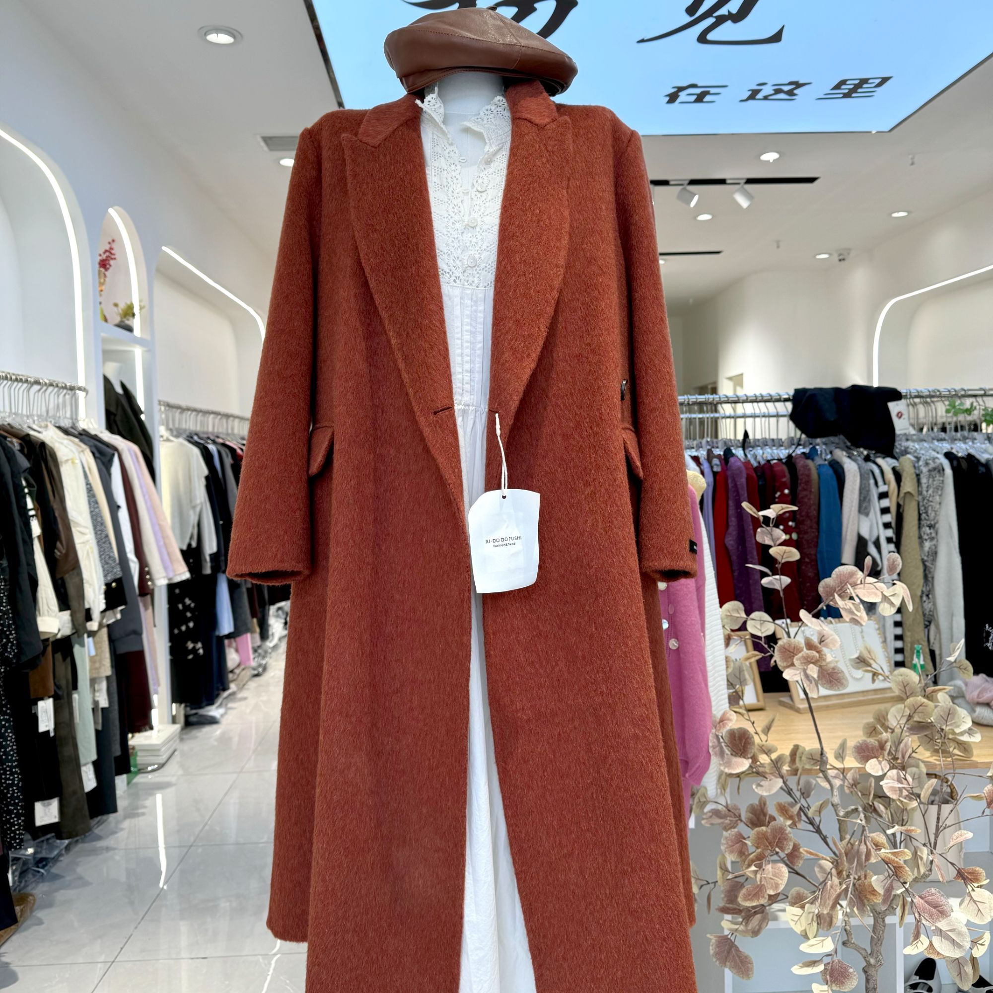 2024新款秋冬毛呢红色韩版加厚宽松长款外套