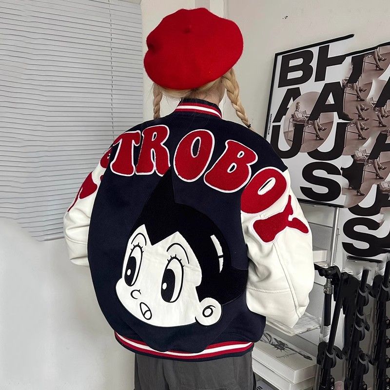 春季初春美式复古vintage棒球服外套女2024新款oversize夹克潮牌