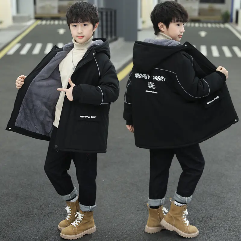 巴拉巴拉男童冬装棉服派克服加绒加厚棉袄外套2023新款中大童装男