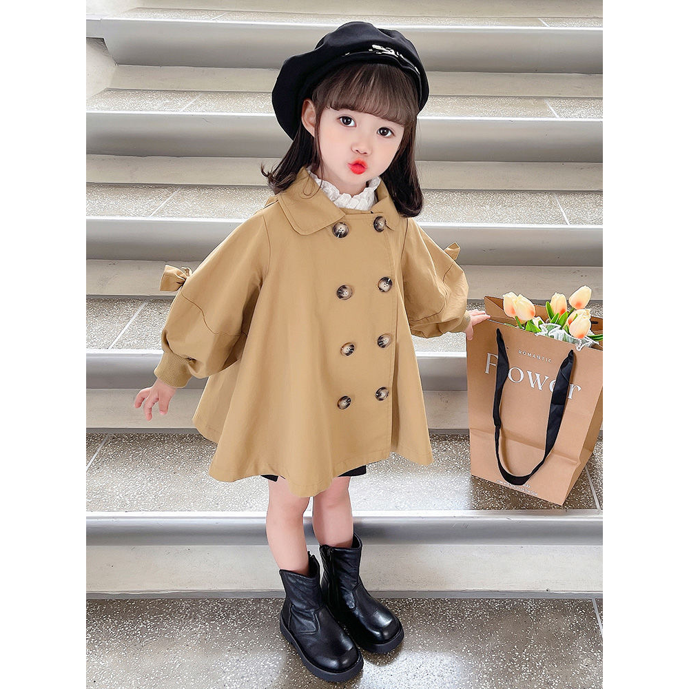 巴拉巴拉韩系女童外套秋季2023新款儿童洋气中长款风衣女宝宝时髦
