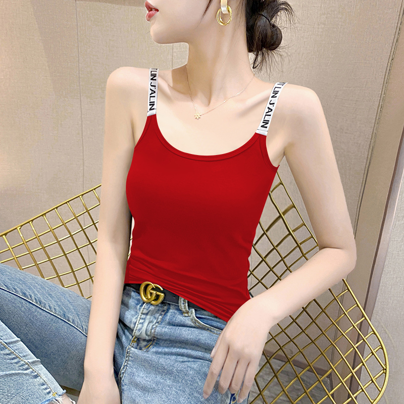 开春本命年红色吊带背心女秋冬季内搭2024新款纯棉修身打底美背上
