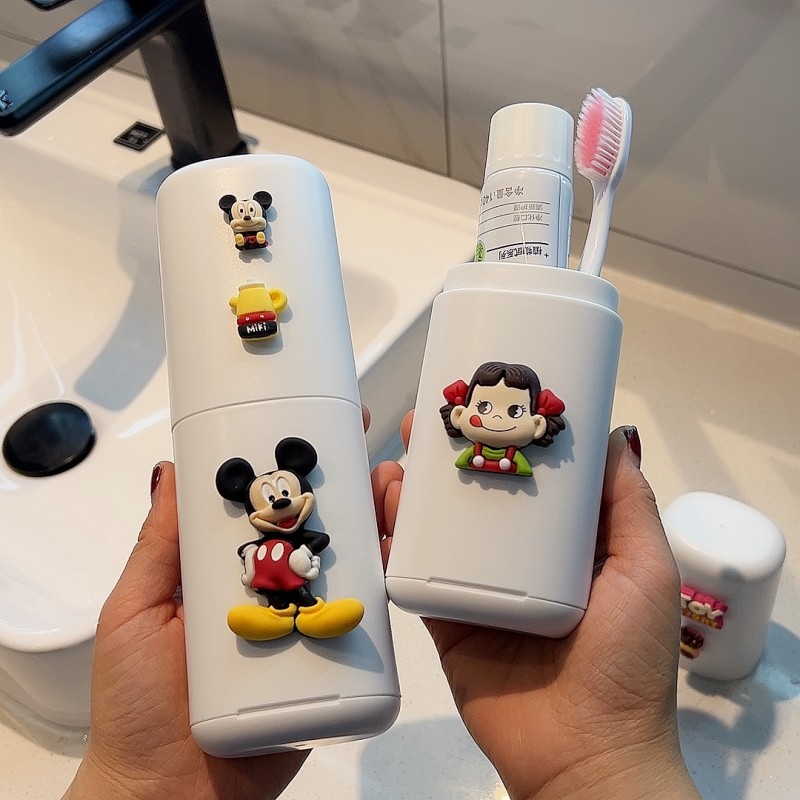 旅行便携密封压扣式洗漱杯学生宿舍可爱牙刷杯情侣牙膏牙具漱口杯