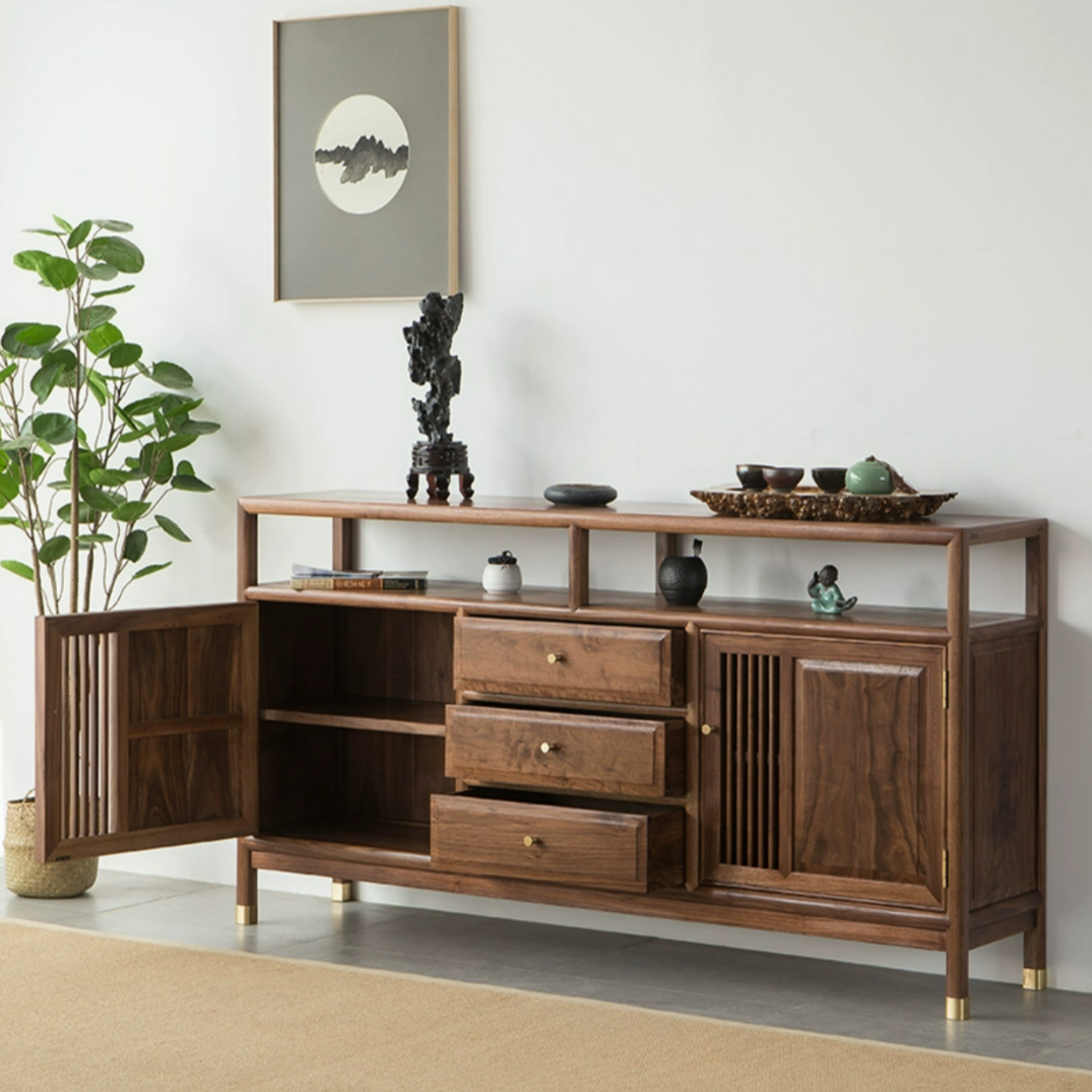 老榆木餐边柜储物柜新中式客厅玄关客厅复古餐厅置物门厅简约柜子