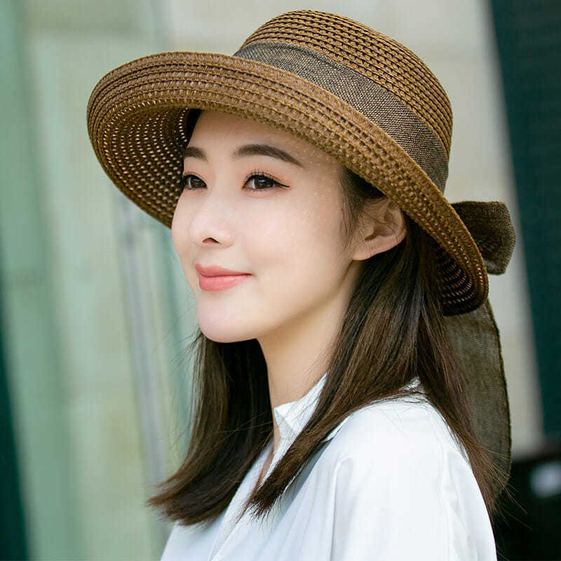 帽檐可翻草帽女夏天防晒大檐百搭太阳帽遮阳韩版沙滩帽子女海边潮