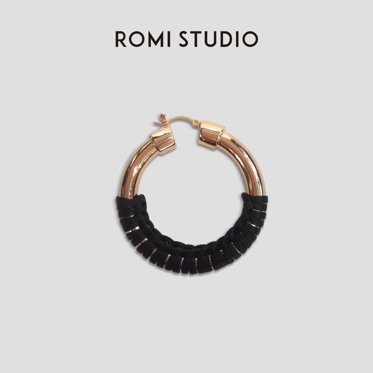 ROMI STUDIO法式纯手工编织圆形耳圈耳饰S3589