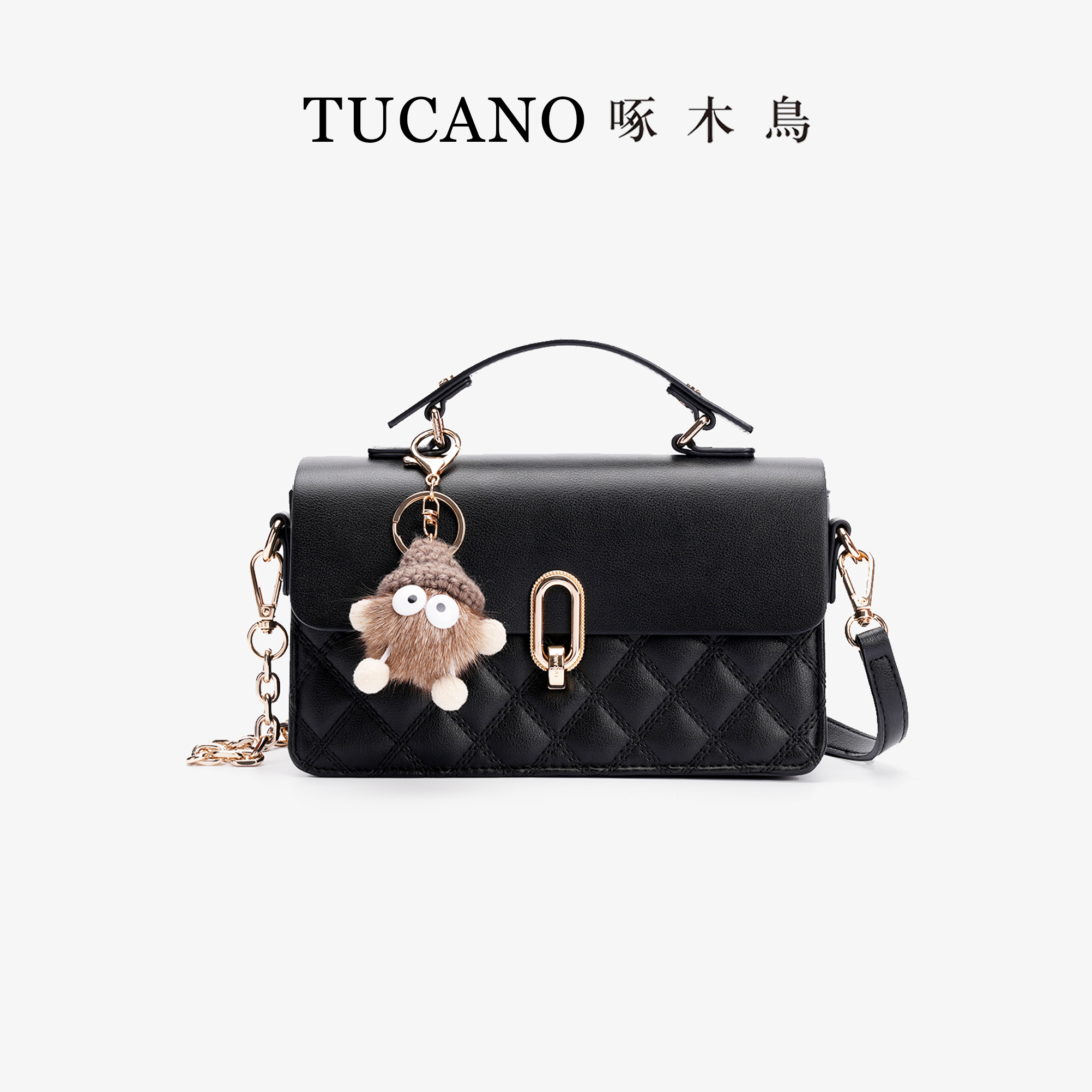 惊喜礼物2024秋冬时尚小香风手提菱格绣线牛皮女包 WBL0061W-88