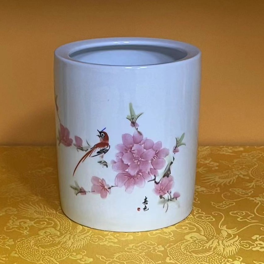 S03景德镇水点桃花笔筒其他批量瓷不固定/件