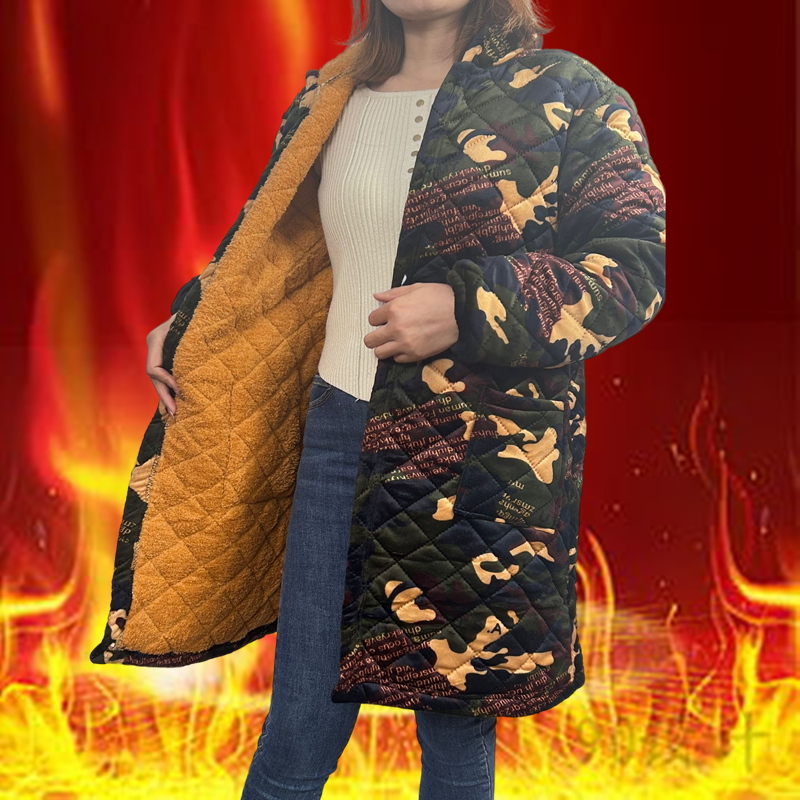 秋冬加绒加厚罩衣外穿成人中长款连帽四川省省服男士棉服时尚防寒