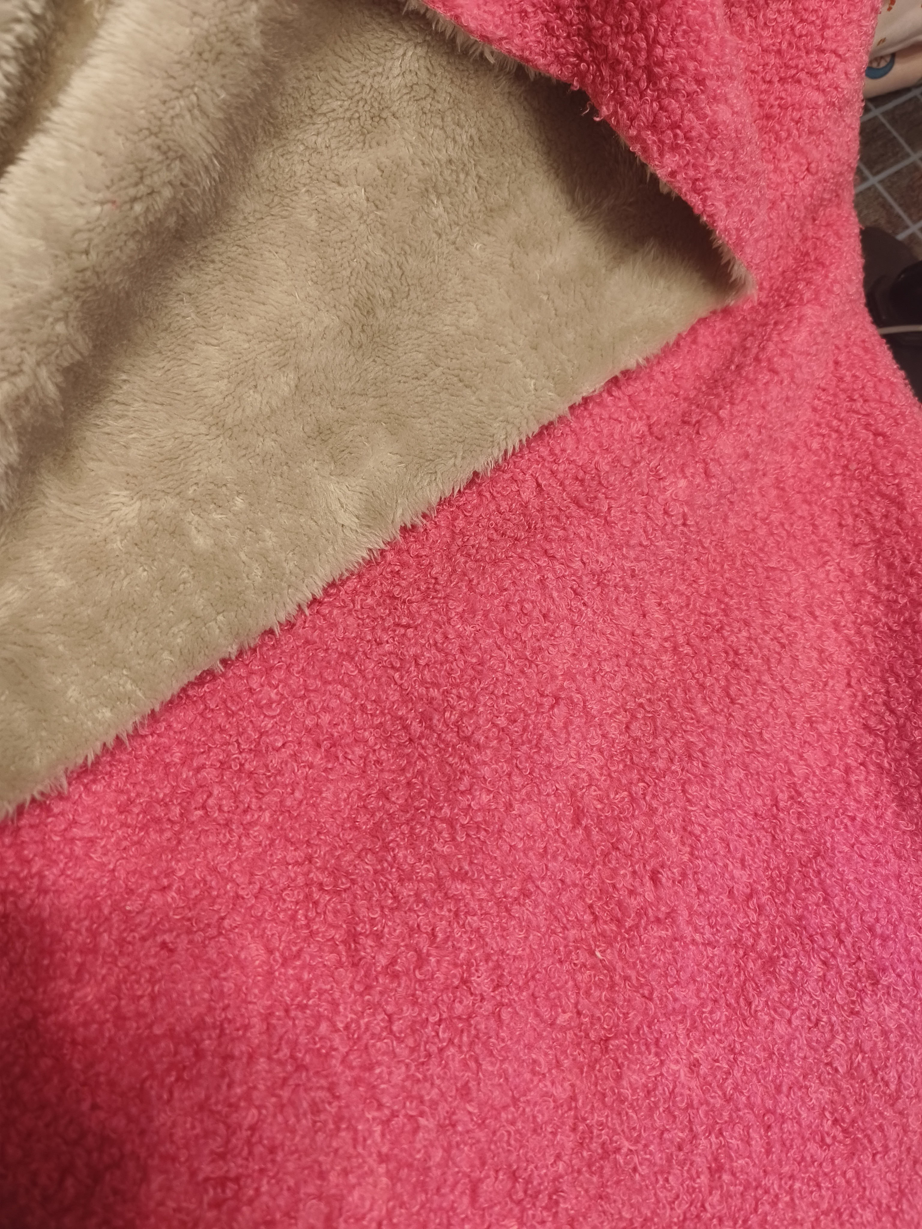 玫红色双面绒布料 1.75×2 泰迪法莱绒 米马甲坎肩大衣外套家居服