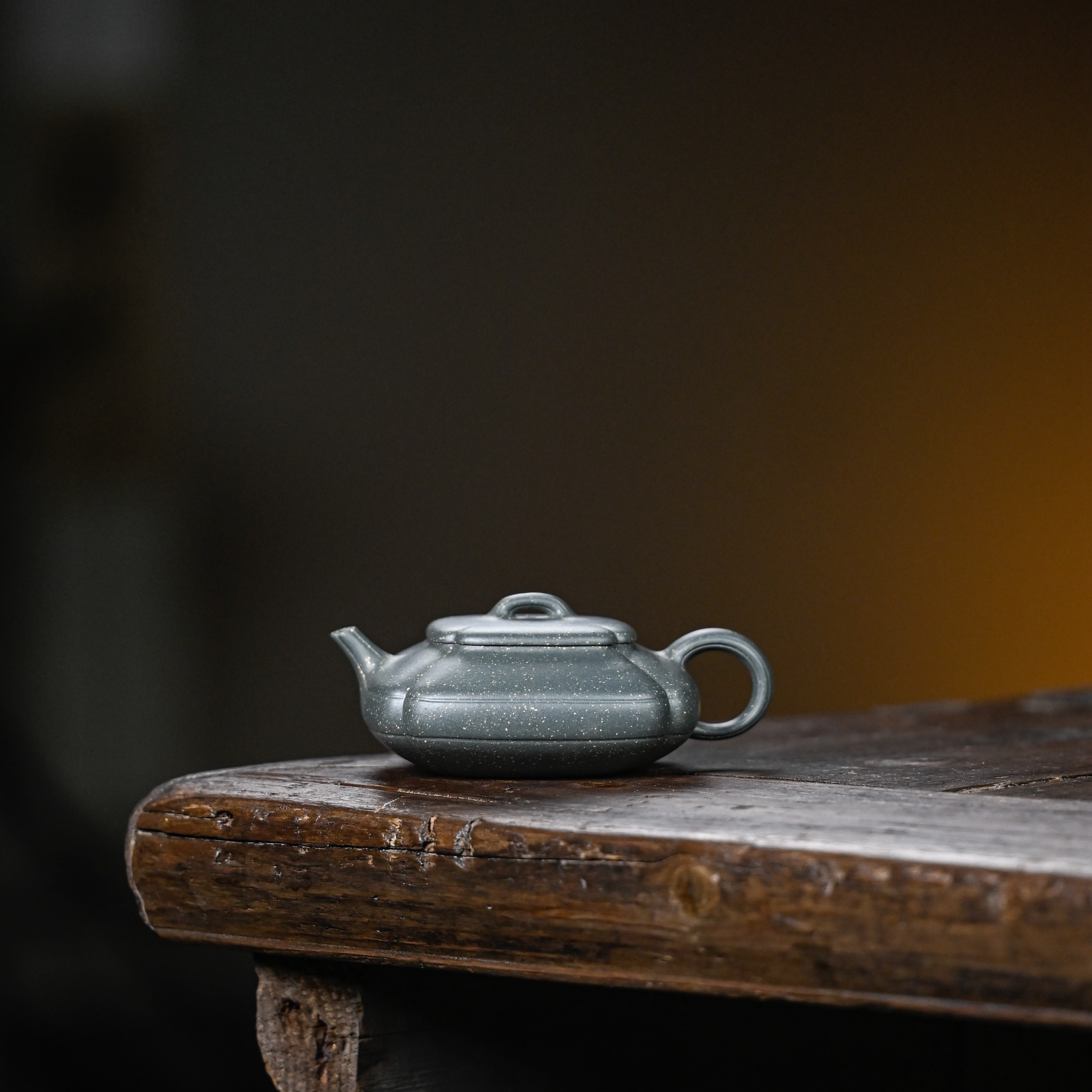 【头青·四方竹段】宜兴原矿紫砂头青精工手工制作165c