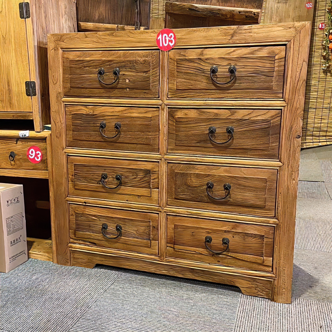 老榆木家具全实木八斗柜玄关柜抽屉储物收纳餐边柜子复古中式定制