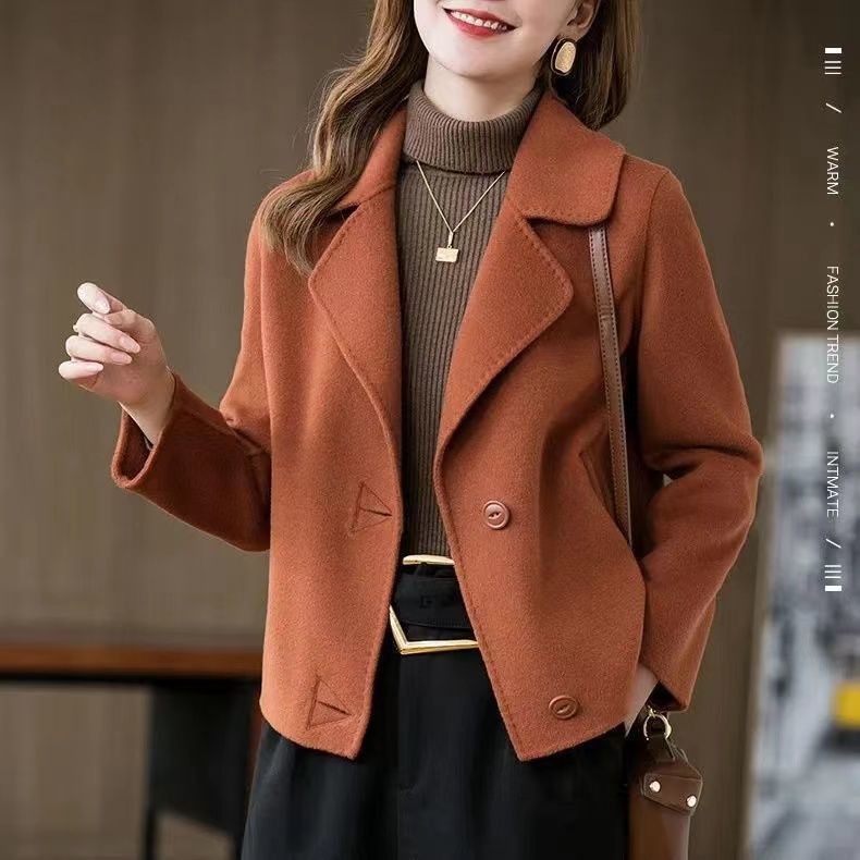 外套女秋款外穿小个子双面呢大衣女短款毛呢外套潮2023年新款