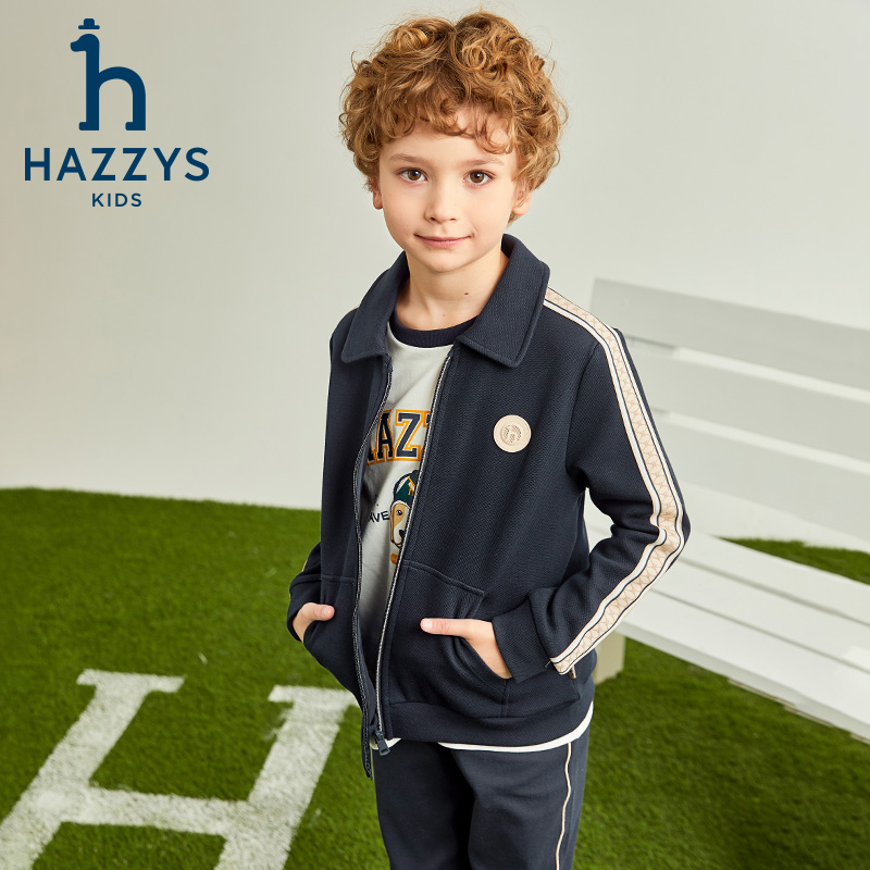 Hazzys/哈吉斯品牌童装男女童针织外套儿童长袖运动时尚休闲春季