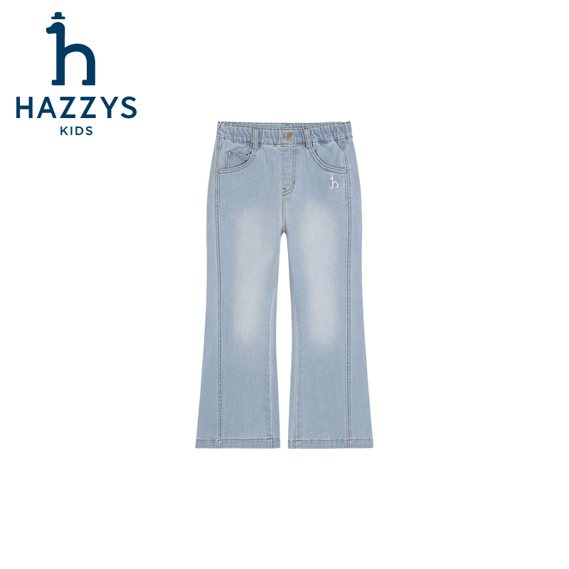 品牌童装女童牛仔裤直筒春季休闲阔腿蓝色时尚宽松