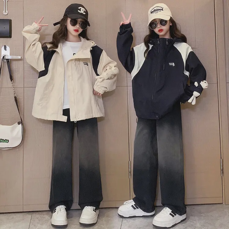 女运动外套春秋季新款6-12岁中大童时尚百搭学生外套女童春装洋气