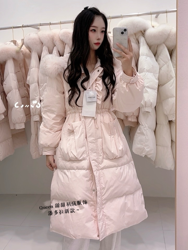 【潘潘花边】长款修身洋气收腰白鸭绒狐狸毛领真毛领高品质