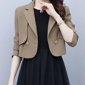 X49-600文文推荐小西装纱裙连衣裙早秋气质洋气秋季小个子