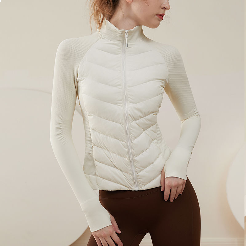热销羽绒服女防风秋冬季保暖外套跑步瑜伽服健身上衣轻薄运动打底