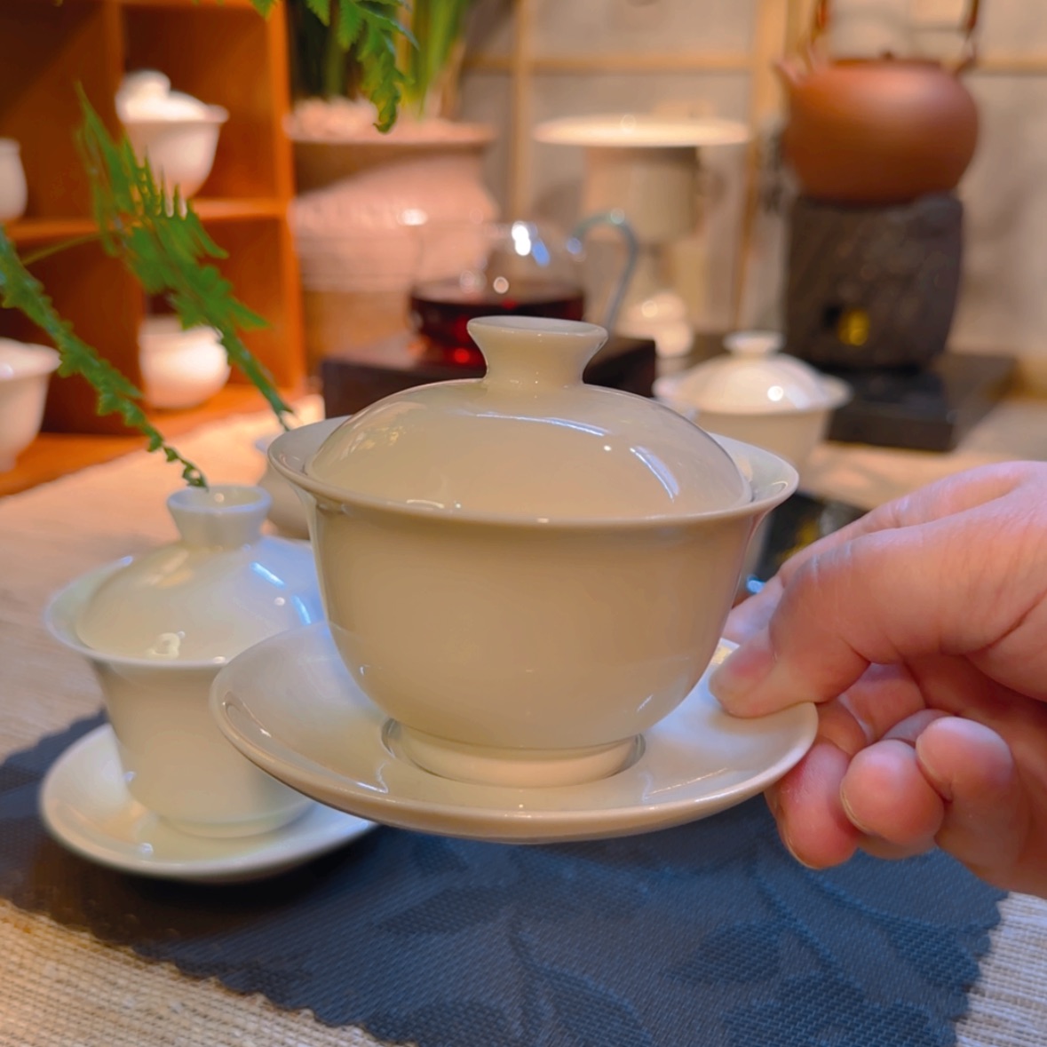 【闪购商品】瓷杯三才元宝盖碗