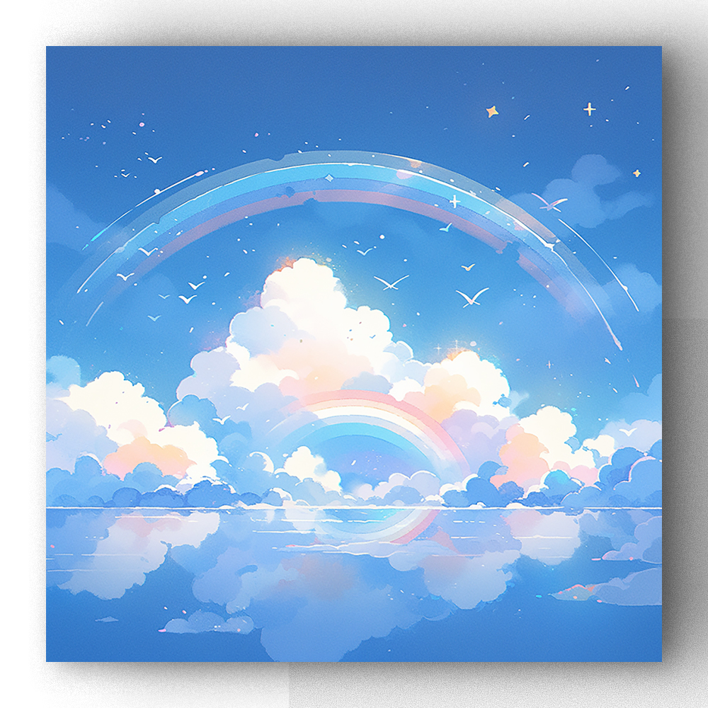 树脂方钻欢乐林【双彩虹】钻石画粘画钻石绣十字绣DIY秋冬家居