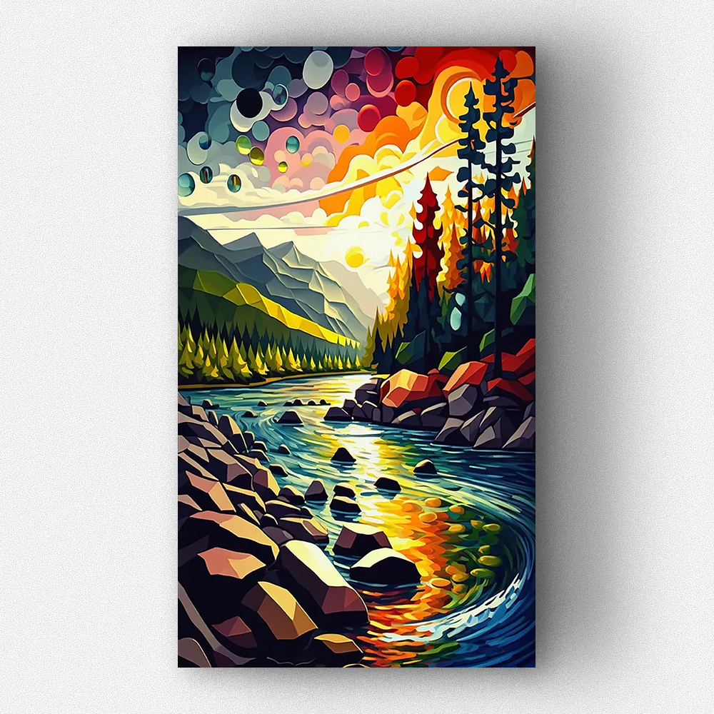 水晶钻亮钻方欢乐林新款【山水】钻石画粘画钻石绣十字绣秋冬家居