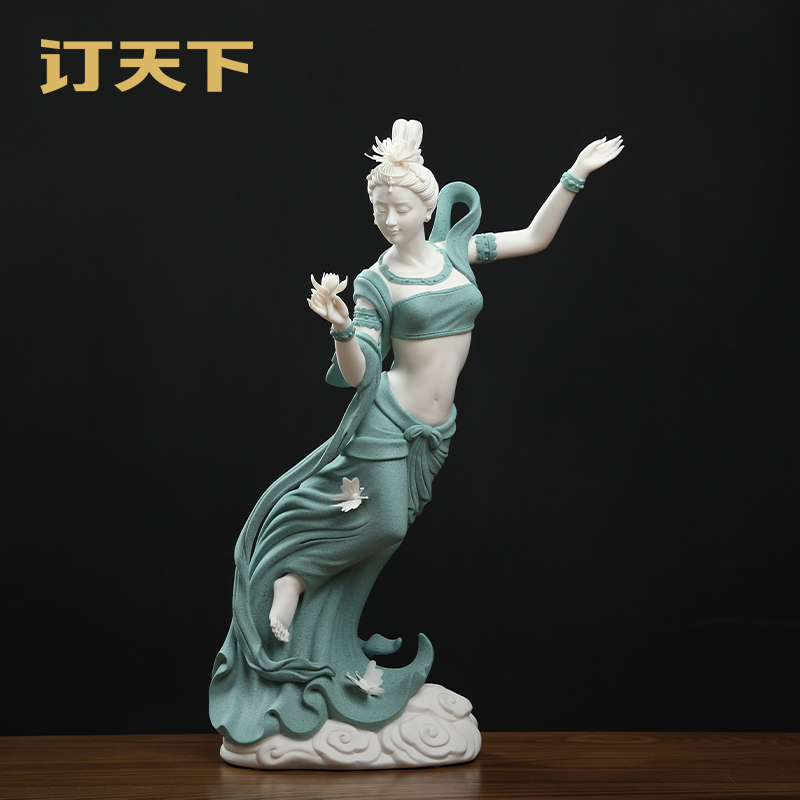 订天下《蝶恋》摆件陶瓷人物美女雕塑工艺品客厅博古架茶室装饰摆设