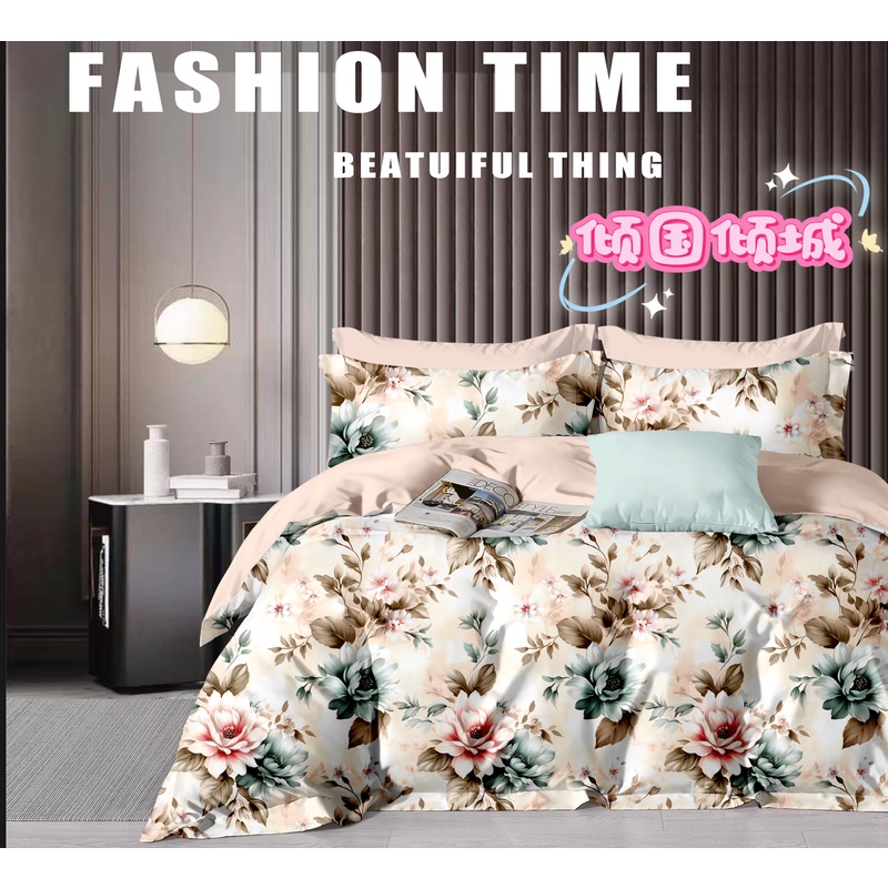 床上三件套-【倾国倾城】尺寸：2.3x2.3米床单+48*74枕套柔软斜纹