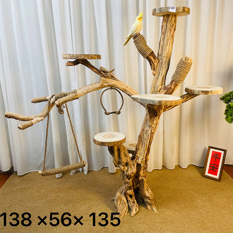 实木落地式大型鸟架金刚鹦鹉训鸟架葵花站台猫爬架鸟用品鸟站架