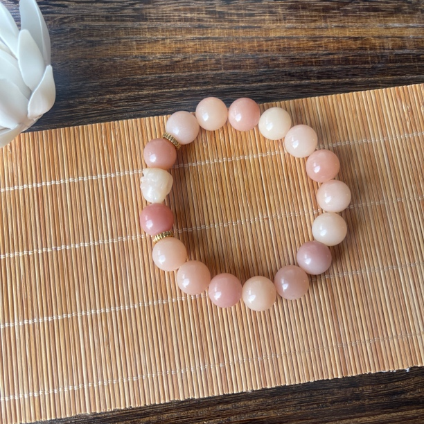 纯天然白玉菩提手串正宗上等粉色原籽单圈正品念珠真品