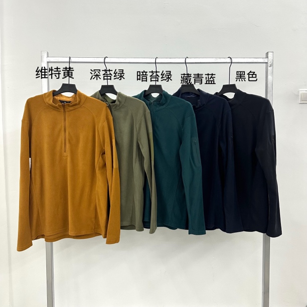 秋冬户外通勤半拉链轻量保暖立领轻便透气抓绒衫