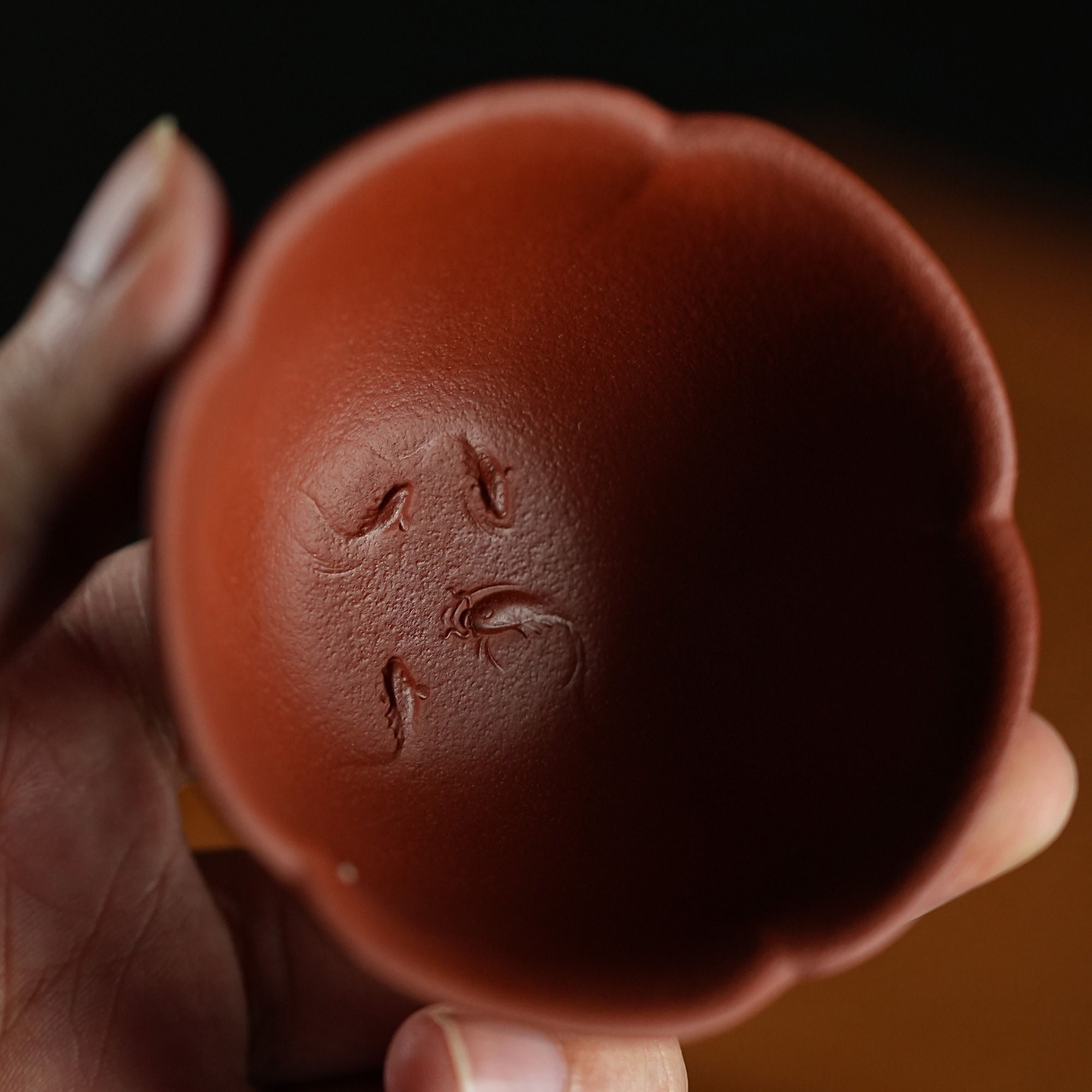 【利贞l小鱼杯】九瀚制 原矿大红袍约60cc 紫砂主人杯 家用茶具