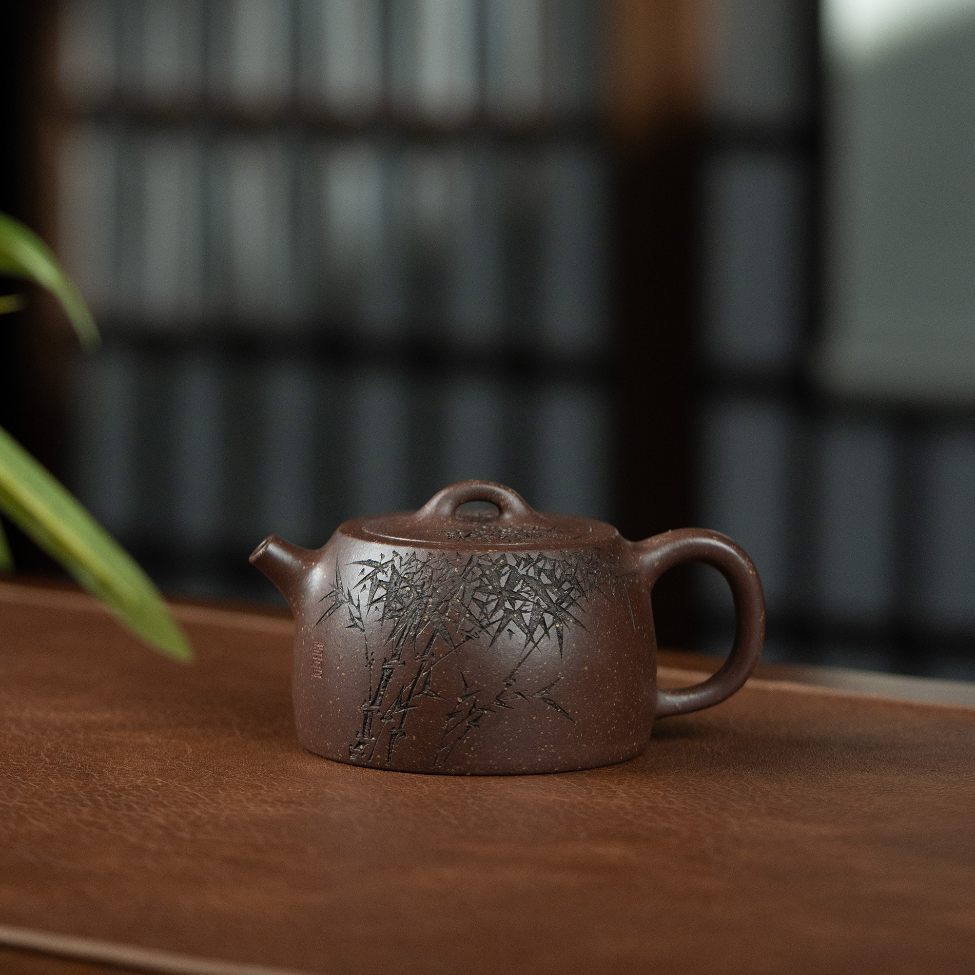 【利贞 l 文竹矮井栏】李建军制 原矿紫玉金砂 约180cc 紫砂壶 茶具