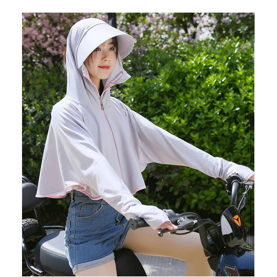 防晒衣女新款夏紫外线透气冰丝防晒服罩衫骑车薄款外套开衫