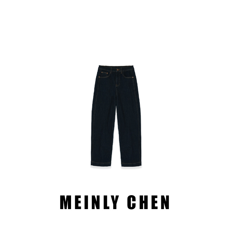 【MEINLY CHEN】【加绒深蓝】高端设计师款直百搭牛仔裤24059-1