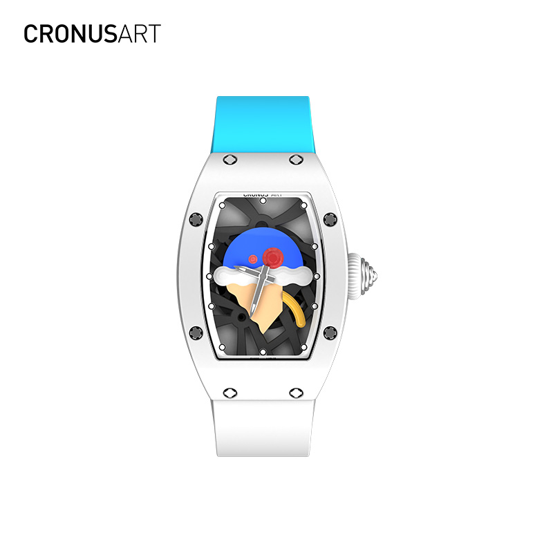 CronusArt克洛斯-梦境时尚轻奢潮流酒桶形陶瓷机械手表心愿送女友