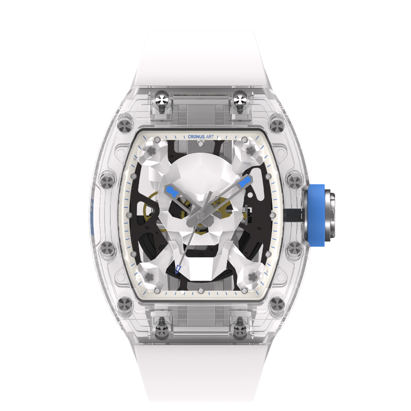 CronusArt克洛斯时尚蓝宝石骷髅头自动机械手表夜光潮流礼赠礼物