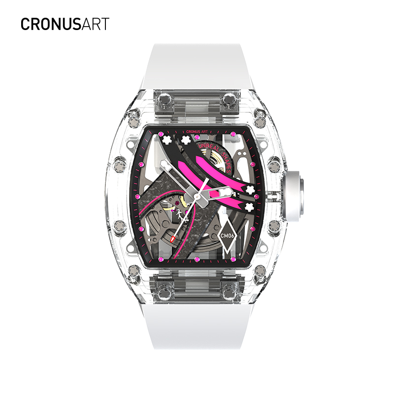 Cronus Art/Cronus Art时尚轻奢潮流酒桶形夜光机械腕表水晶粉幻