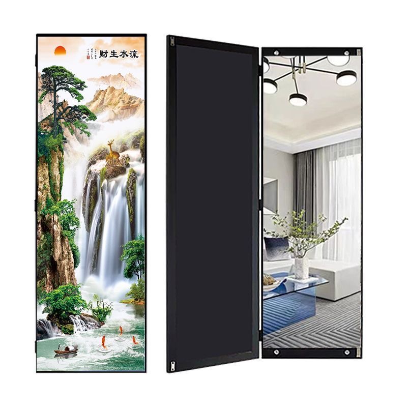 隐藏式全身镜客厅装饰画家用试衣镜玄关客厅镜子画卧室山水挂画