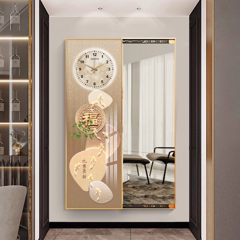 轻奢时来运转推拉式隐形镜子穿衣镜家用玄关全身镜装饰画新款挂画