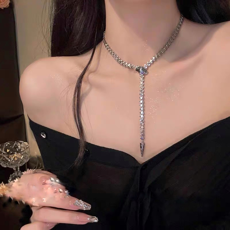 铜合金项链 蛇形项链女款轻奢小众欧美高级感锁骨链颈链毛衣链