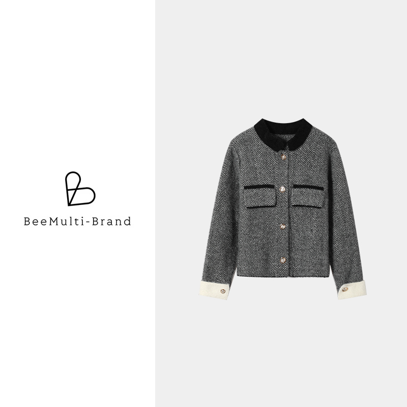 BeeMulti-Brand仿貂绒小香风人字纹外套DD-Q1215-2108